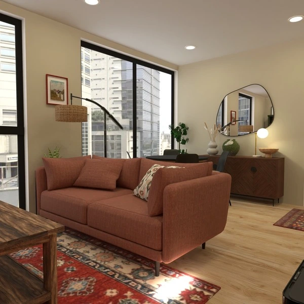 Sıcak Terakota Dokulu Modern Salon